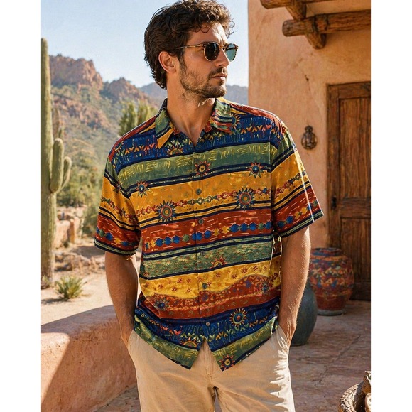 Other - The Territory Ahead XL Southwest Aztec Shirt Bold Print Cotton Button Up